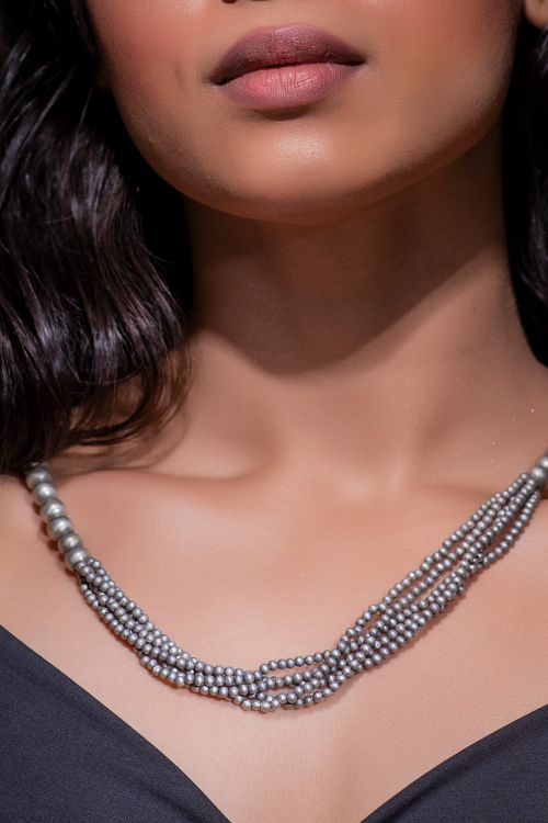 India Craft House Pure Silver Traditional Maharashtrian Set - Gol Mani Neckpiece