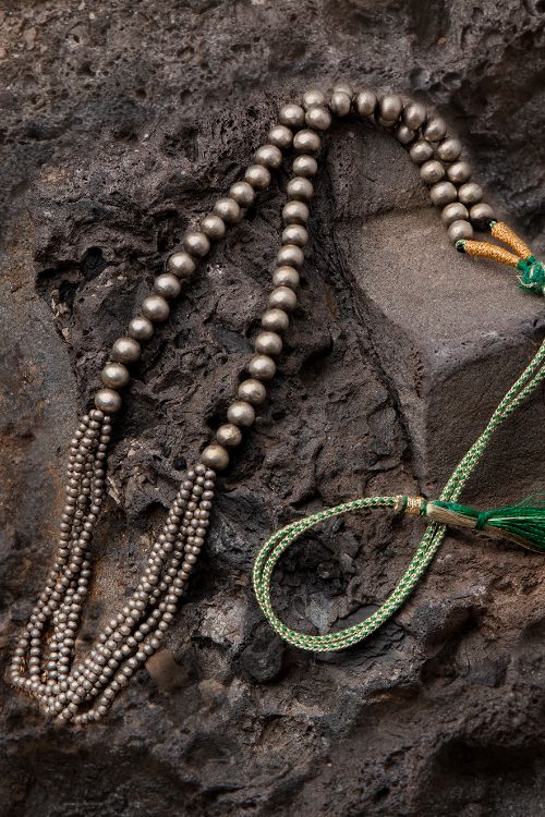 India Craft House Pure Silver Traditional Maharashtrian Set - Gol Mani Neckpiece