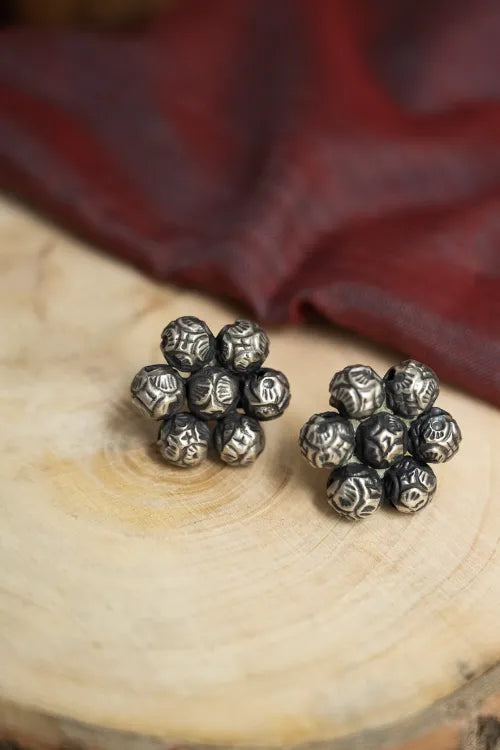 TICH Pure Silver Traditional Maharashtrian Earrings - Ashtapaillumani Kusum