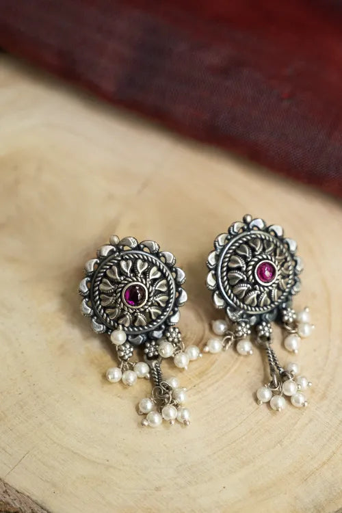 TICH Pure Silver Traditional Maharashtrian Earrings - Chandnya