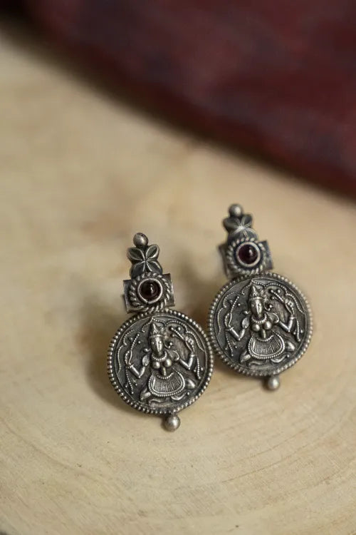TICH Pure Silver Traditional Maharashtrian Earrings Bhavani Studs