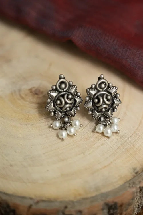 TICH Pure Silver Traditional Maharashtrian Earrings Chandratara - Main Image