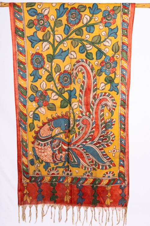 Creative Bee 'HAZEL'  Natural Dye, Hand-Painted Kalamkari Silk x Cotton Stole