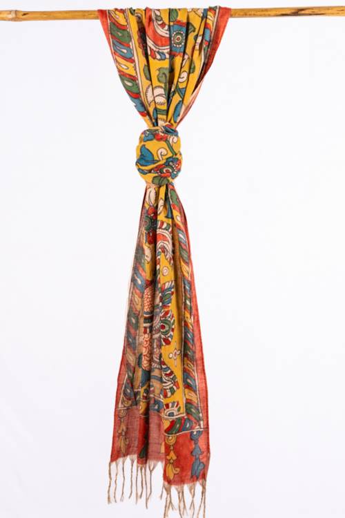 Creative Bee 'HAZEL'  Natural Dye, Hand-Painted Kalamkari Silk x Cotton Stole