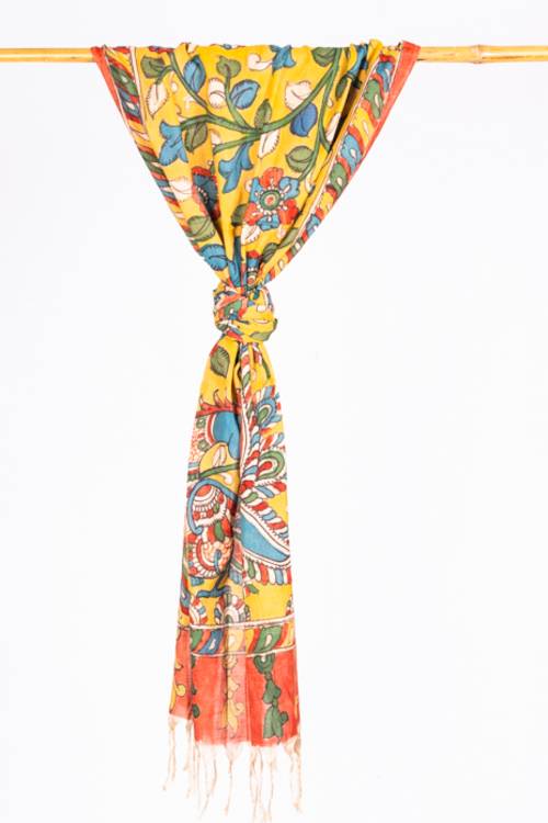 Creative Bee 'HAZEL'  Natural Dye, Hand-Painted Kalamkari Silk x Cotton Stole