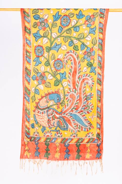 Creative Bee 'HAZEL'  Natural Dye, Hand-Painted Kalamkari Silk x Cotton Stole