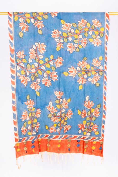 Creative Bee 'TANSY' Natural Dye Hand-Painted Kalamkari Cotton Stole