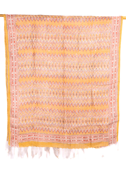 Creative Bee 'MAIRY' Natural Dye, Hand-Woven Block Printed Linen Stole