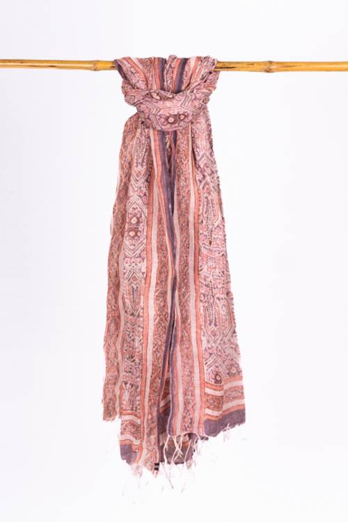 Creative Bee 'EAEKA' Natural dye, Hand-Woven Block Printed Linen Stole