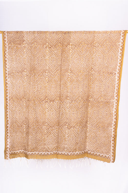 Creative Bee 'DELA' Natural Dye, Hand-Woven Block Printed Linen Stole