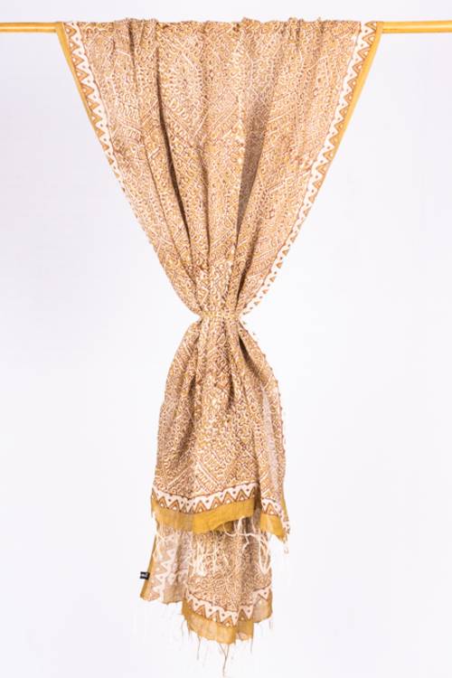 Creative Bee 'DELA' Natural Dye, Hand-Woven Block Printed Linen Stole