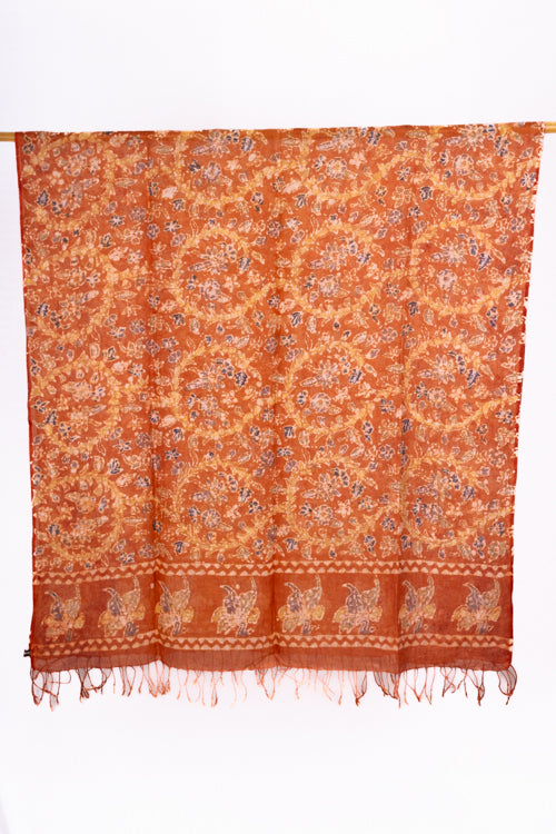 Creative Bee 'HALLEY' Natural Dye, Hand & Block -Painted Batik Linen Stole