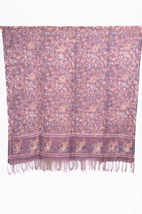 Creative Bee 'JASPER' Natural Dye, Hand & Block -Painted Batik Linen Stole
