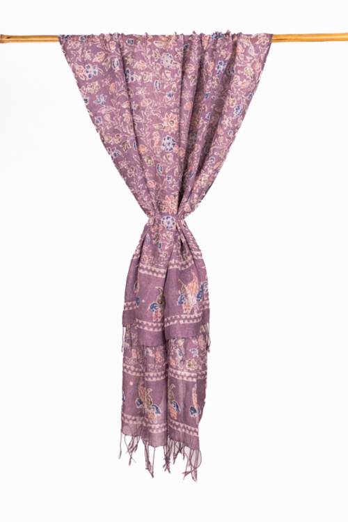 Creative Bee 'JASPER' Natural Dye, Hand & Block -Painted Batik Linen Stole