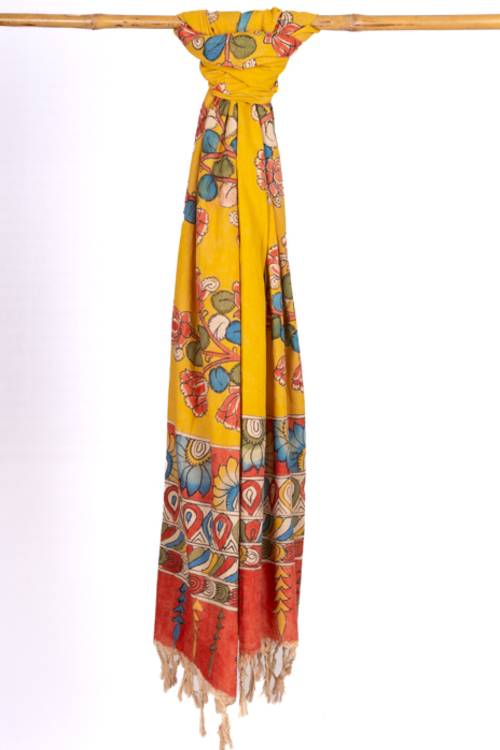 Creative Bee 'KESTREL' Natural Dye, Hand-Painted Kalamkari Cotton Stole