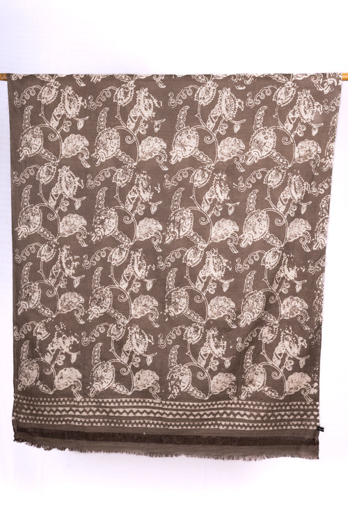 Creative Bee 'CALLA' Natural Dye, Hand & Block -Painted Batik Linen Stole