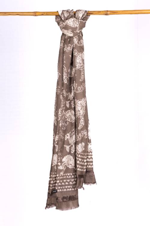 Creative Bee 'CALLA' Natural Dye, Hand & Block -Painted Batik Linen Stole