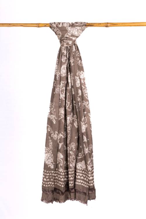 Creative Bee 'CALLA' Natural Dye, Hand & Block -Painted Batik Linen Stole