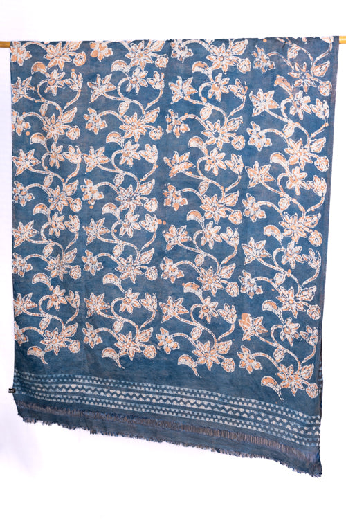 Creative Bee 'KAI' Natural Dye, Hand & Block -Painted Batik Linen Stole