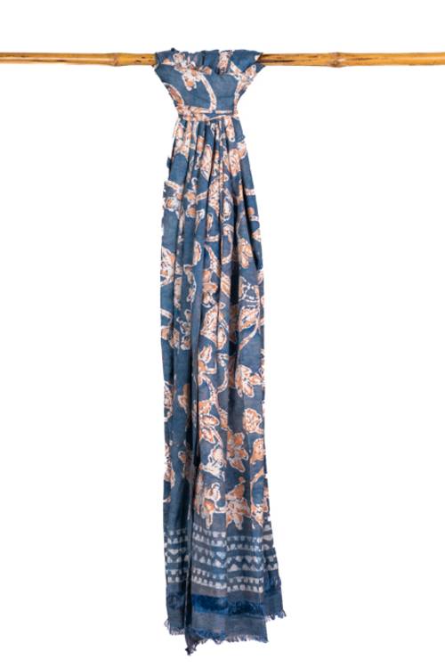 Creative Bee 'KAI' Natural Dye, Hand & Block -Painted Batik Linen Stole