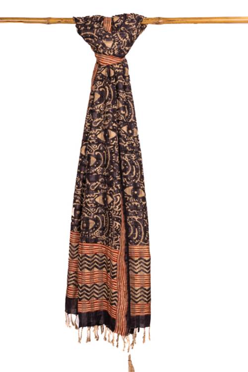 Cretive Bee 'COVE' Natural Dye, Block Printed Three Silk Dupatta