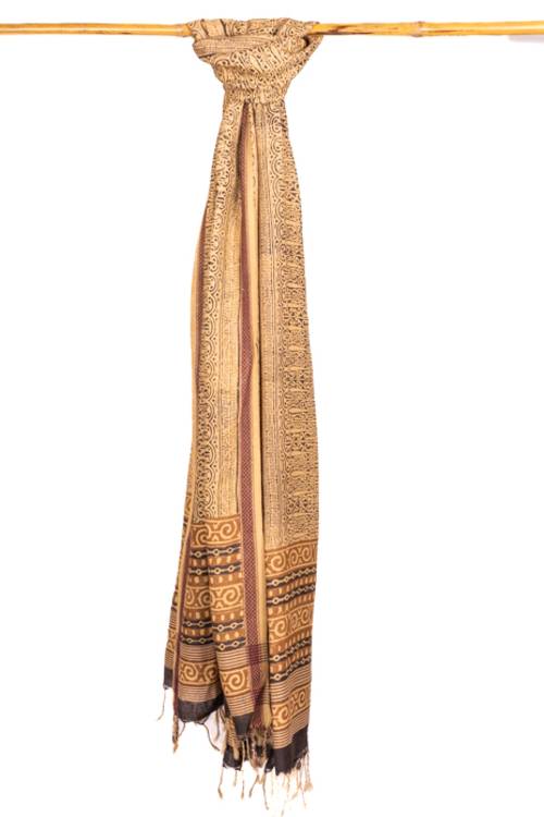 Creatiev Bee 'MISTY' Natural Dye, Block Printed Tussar Silk Dupatta