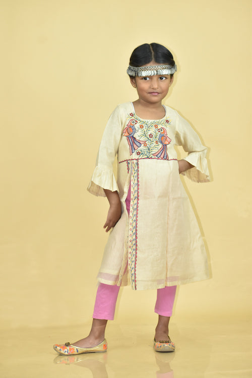 Diorama Designs "Whimsical" Handpainted High Slit Kurti
