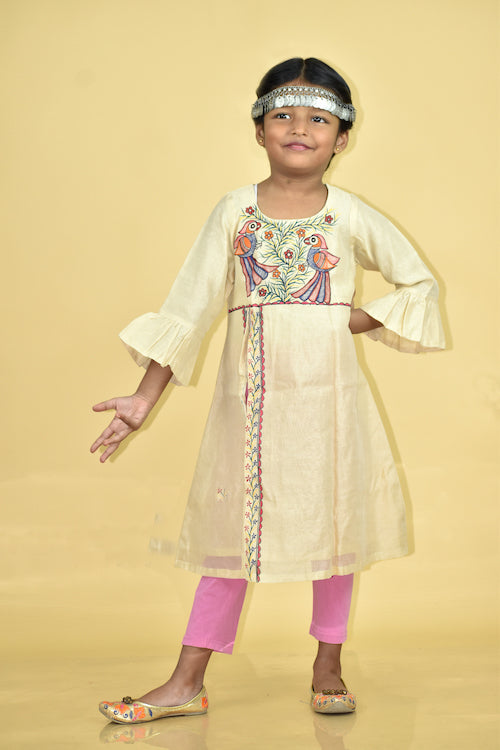 Diorama Designs "Whimsical" Handpainted High Slit Kurti