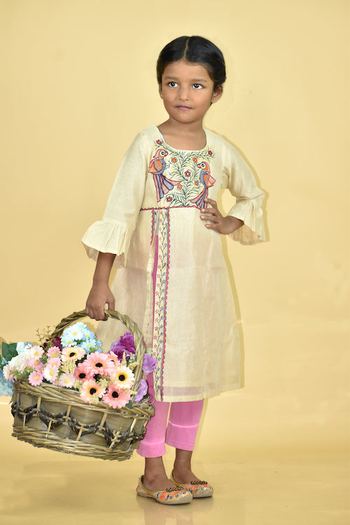 Diorama Designs "Whimsical" Handpainted High Slit Kurti