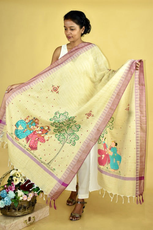 Diorama Designs Pattachitra Handpainted Nratya Utsav Dupatta