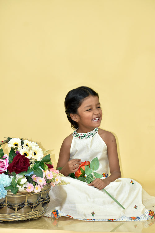 Diorama Designs "Underwater Wonderland" Handpainted Kids Crop Top & Lehenga Set