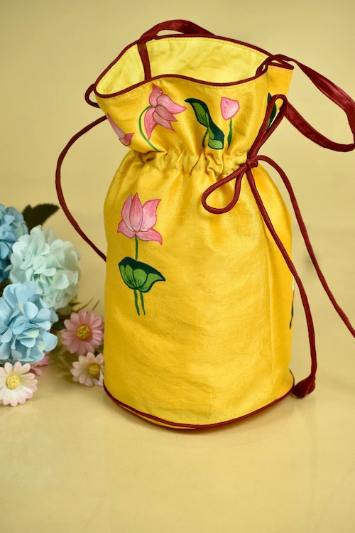 Diorama Designs "Pichwai Cow" Silk Handpainted Potli