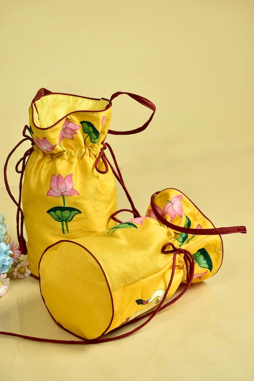 Diorama Designs "Pichwai Cow" Silk Handpainted Potli