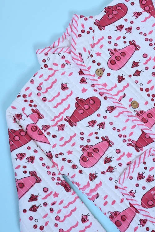 Poddar Exports Pink Submarine Kids Quilted Jacket