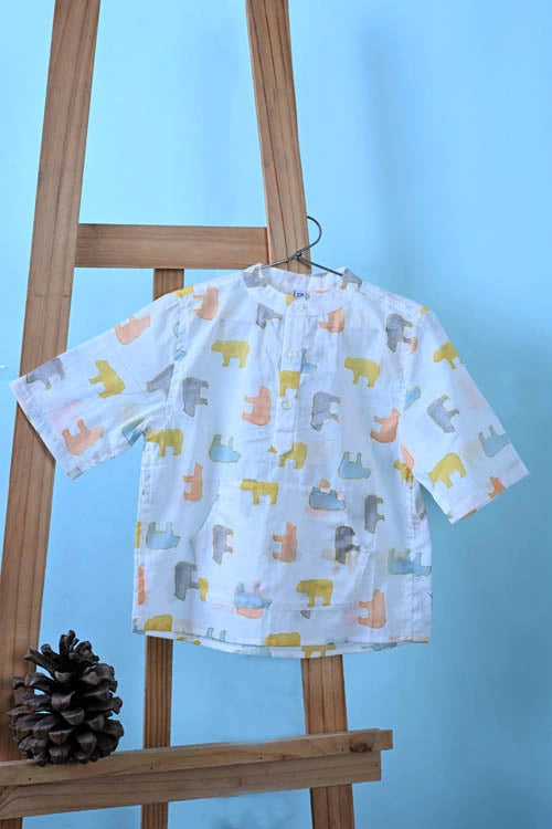 Poddar Exports Panda Kids Cotton Hoodie Kurta Shirt