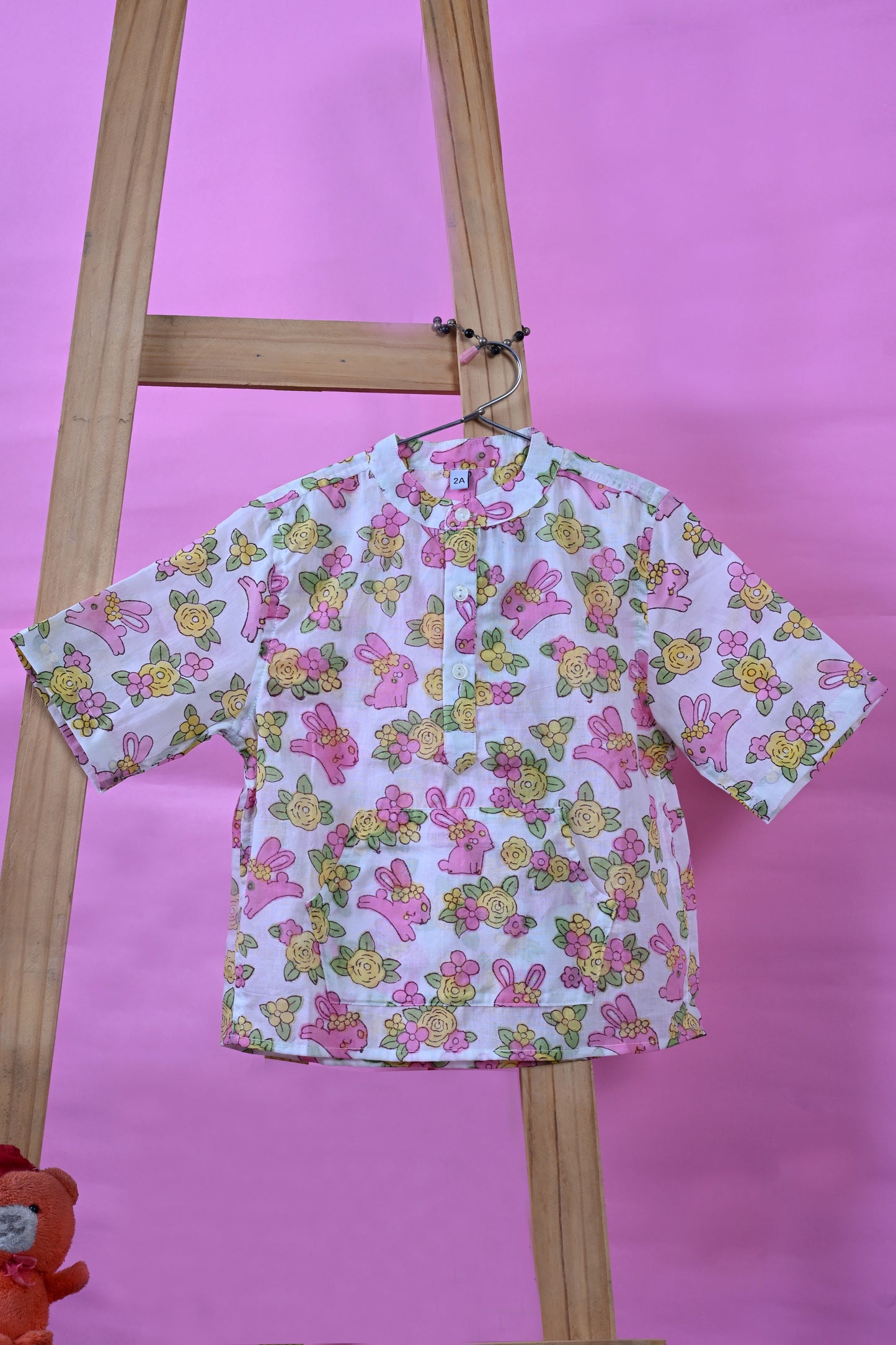 Poddar Exports Rabbit Kids Cotton Hoodie Kurta Shirt