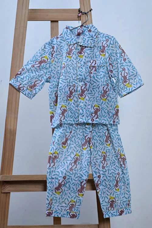 Poddar Exports Monkey Kids Cotton Night Suit Set