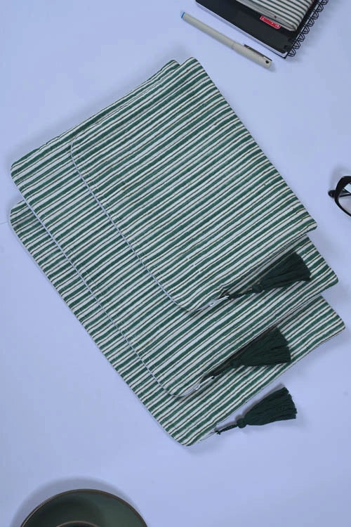 Poddar Exports Green Stripes Laptop Sleeve
