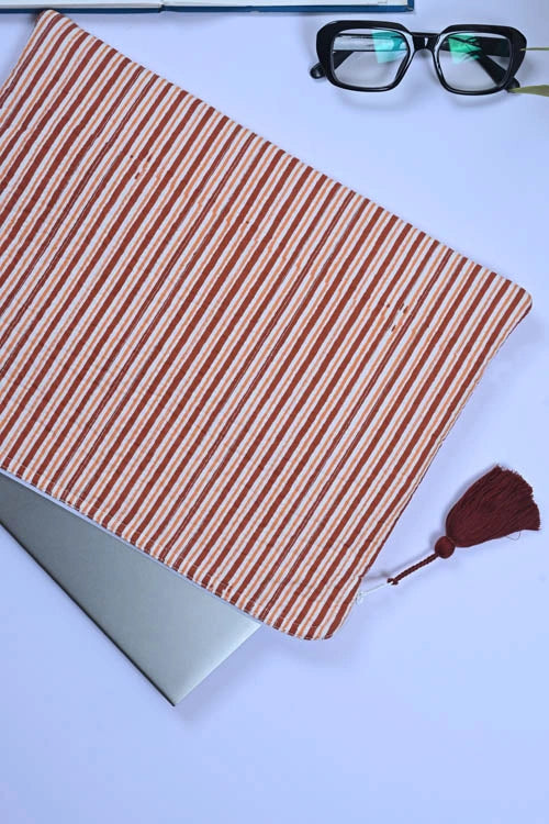 Poddar Exports Brown Stripes Laptop Sleeve