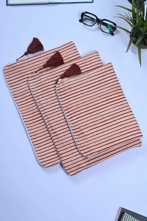 Poddar Exports Brown Stripes Laptop Sleeve