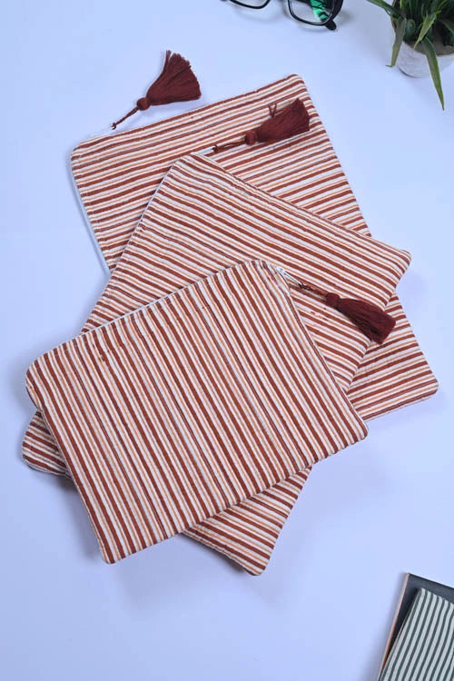 Poddar Exports Brown Stripes Laptop Sleeve