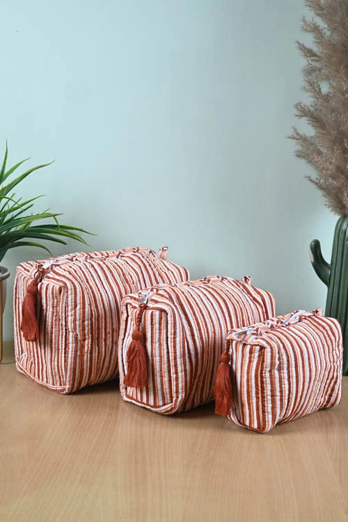 Poddar Exports Brown Stripes Multi Purpose Pouch
