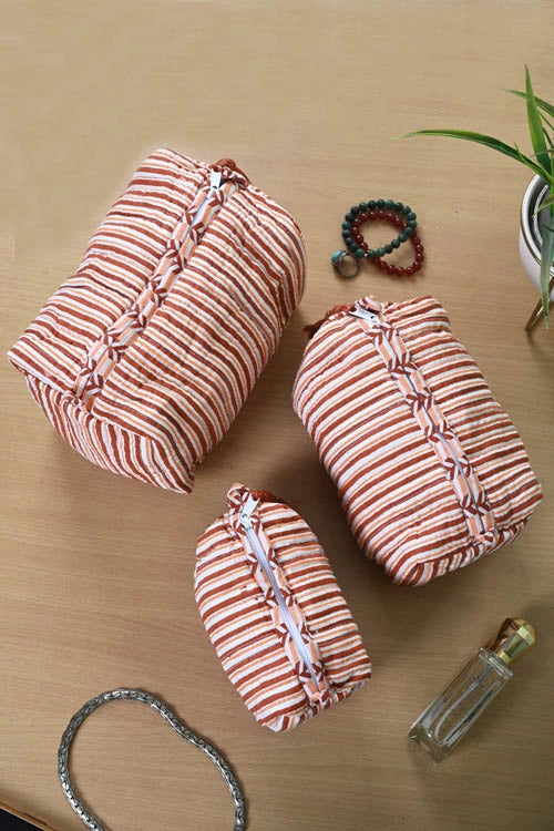 Poddar Exports Brown Stripes Multi Purpose Pouch