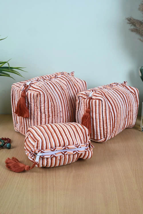 Poddar Exports Brown Stripes Multi Purpose Pouch