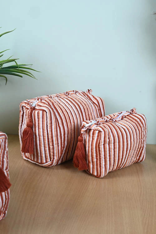 Poddar Exports Brown Stripes Multi Purpose Pouch