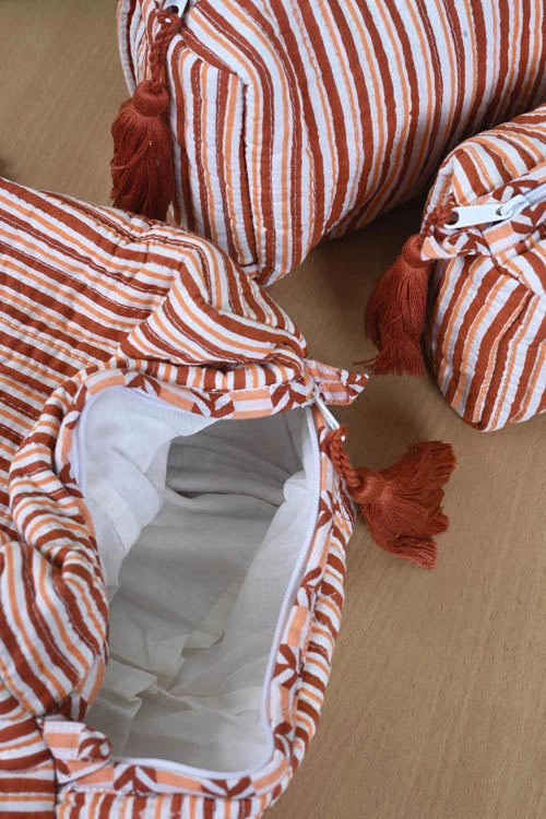 Poddar Exports Brown Stripes Multi Purpose Pouch