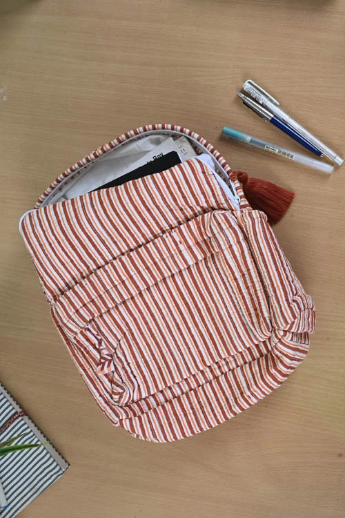 Poddar Exports Brown Stripes Backpack