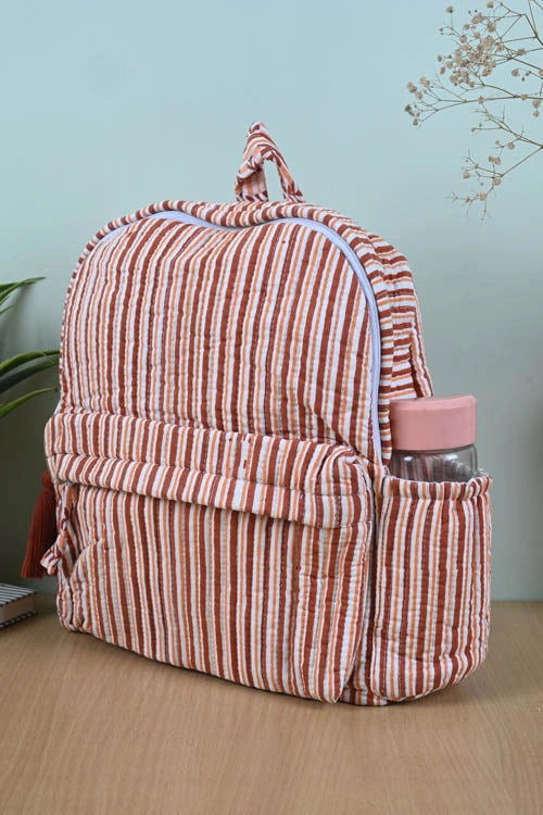 Poddar Exports Brown Stripes Backpack