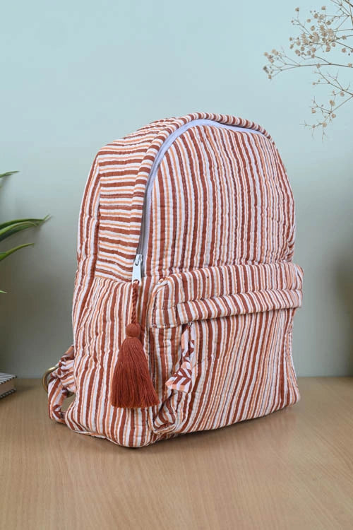 Poddar Exports Brown Stripes Backpack