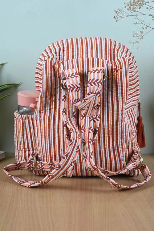 Poddar Exports Brown Stripes Backpack